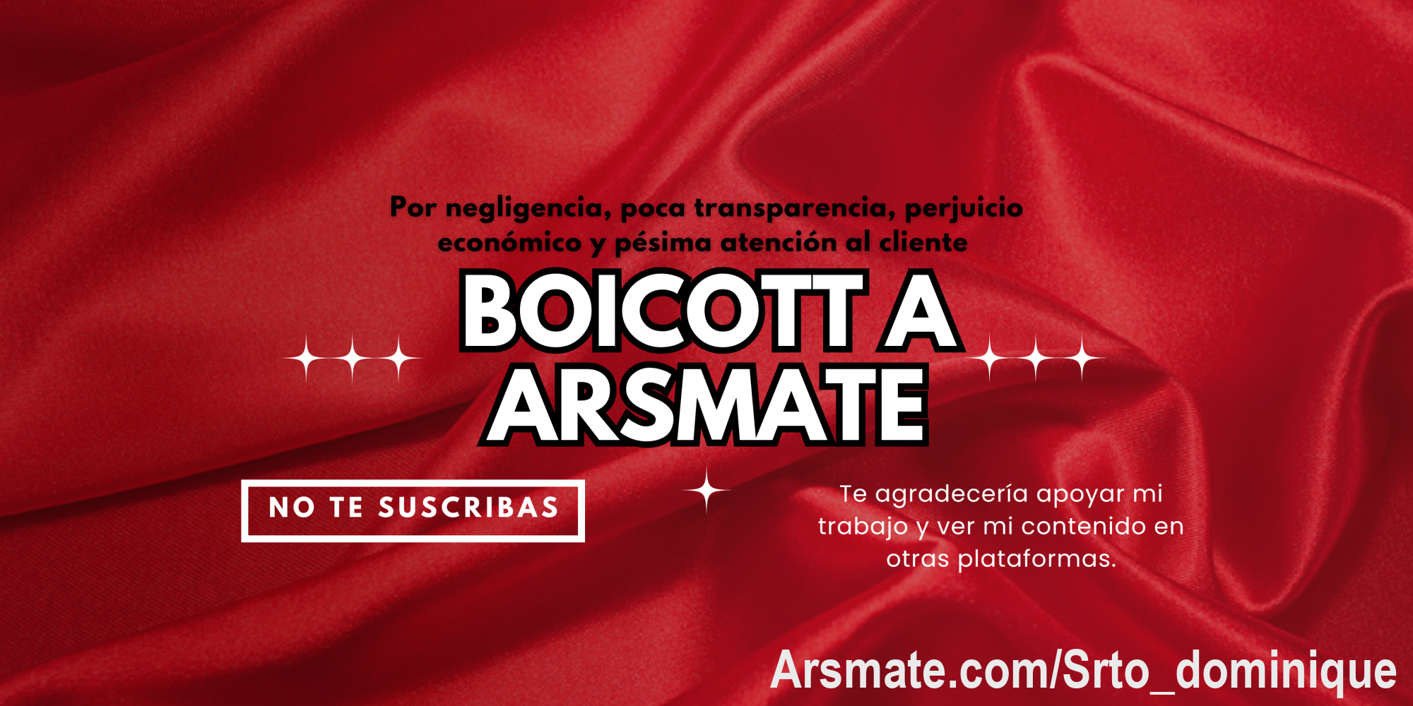 Hice un banner para mi y para mis colegas 🔥 
ojalá se suba sipo xd

Quiero agradecer a mis suscripciones activas por todo su apoyo este tiempo, seguiré haciendo porno y provocandoles, pero no estoy dispuesto a quedarme callado ante una situación injusta, ni mucho menos seguir aportando económicamente a una plataforma que no se preocupa de sus creadores. 
Espero que más personas se sumen a ésta iniciativa en manifestación de nuestro descontento, y que existan soluciones reales para los creadores afectados.