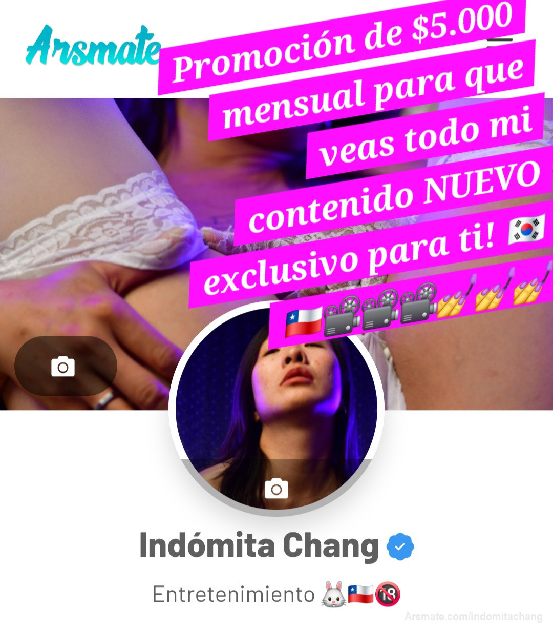 Vuelvo a las pistas!
Promoción de $5.000 mensual para que veas todo mi contenido NUEVO en Arsmate exclusivo para ti! 🇰🇷🇨🇱📽📽📽💅💅💅
Aqui! 👇👇👇✅️✅️✅️😘💕
https://arsmate.com/indomitachang